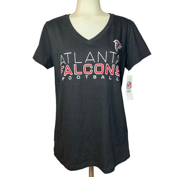 Atlanta Falcons NFL Team Apparel Black V-Neck Tee Shirt Women’s Size Medium - Picture 1 of 6